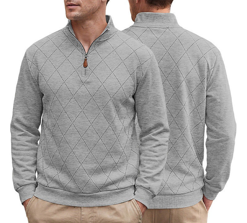 Men's Half-Zip Fall Winter Mandarin Collar Long Sleeve Casual Hoodie Sweatshirt Pullover