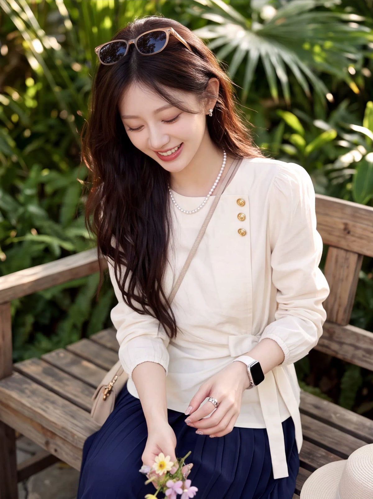 Women's Slim-waist White Slim-fit Long Sleeve Lace-up French-inspired Shirt for Office Outfits Business Casual Streetwear Slimming Weekend Everyday