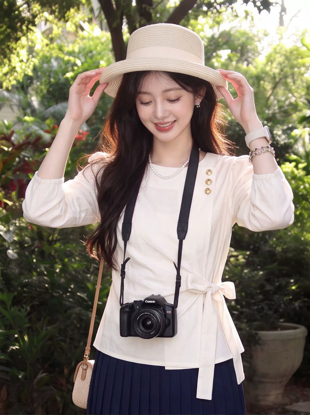 Women's Slim-waist White Slim-fit Long Sleeve Lace-up French-inspired Shirt for Office Outfits Business Casual Streetwear Slimming Weekend Everyday