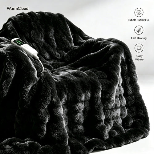 Faux Rabbit Fur Constant Temperature Heated Throw Blanket Usb Shawl Home Office Travel