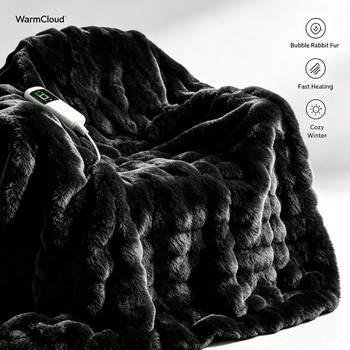 Faux Rabbit Fur Constant Temperature Heated Throw Blanket Usb Shawl Home Office Travel