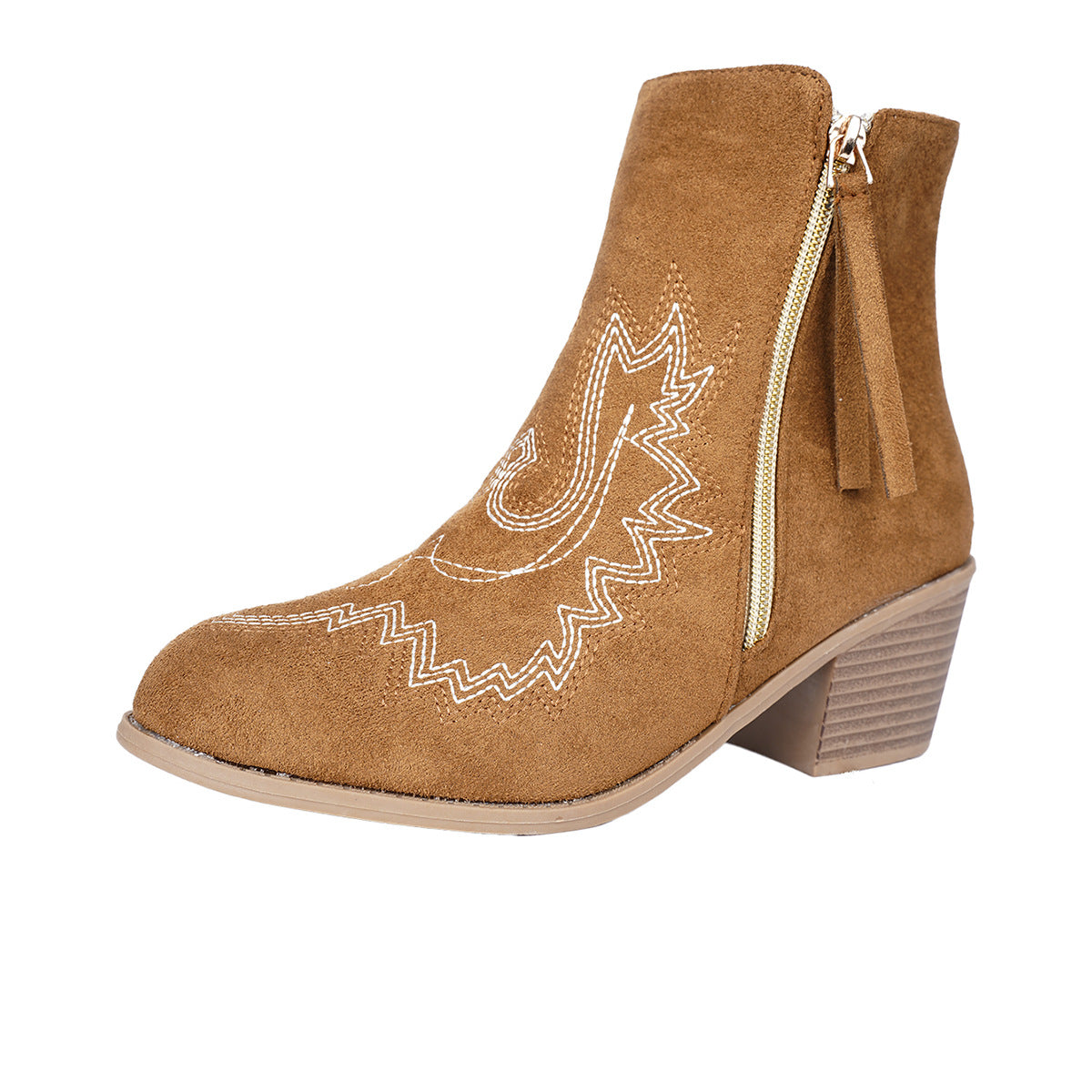 Women's Embroidered Pointed Toe Chelsea Boots Ankle Walking Everyday Fall Winter