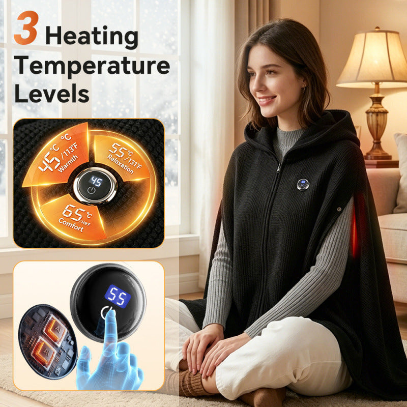 Usb Machine-washable Graphene Heated Shawl Throw Blanket Home Office Travel Portable Electric