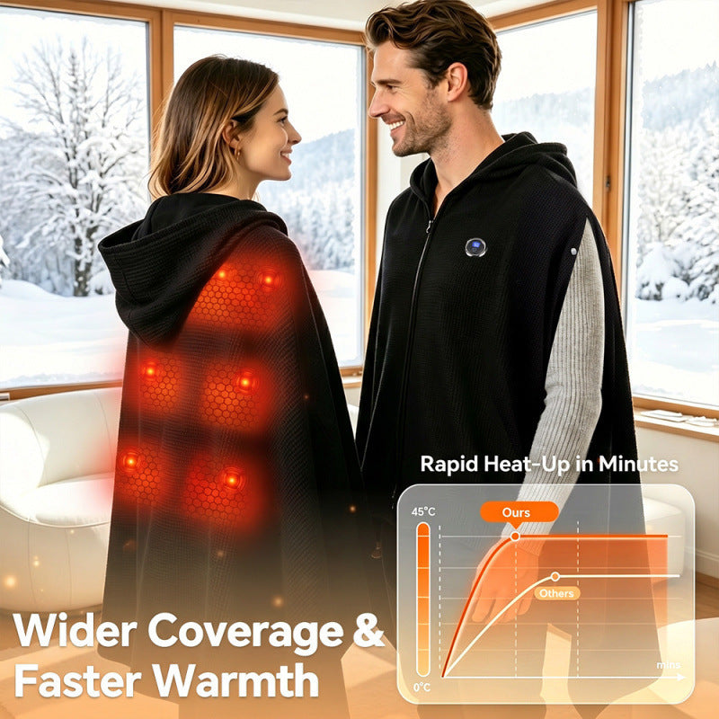 Usb Machine-washable Graphene Heated Shawl Throw Blanket Home Office Travel Portable Electric