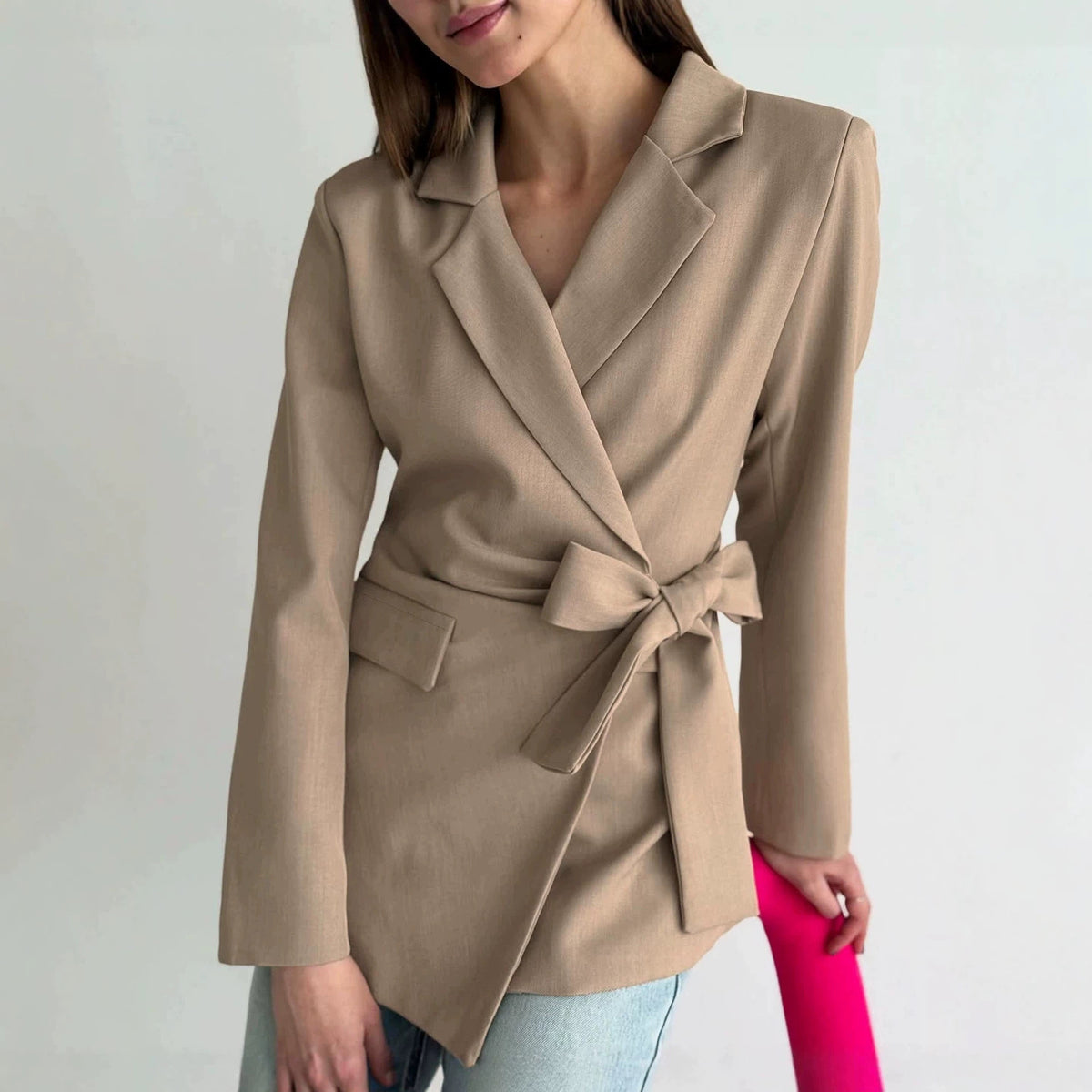 Women's Oversized Lace-up Casual Blazer Workwear Jacket Casual Everyday Wear Womenswear