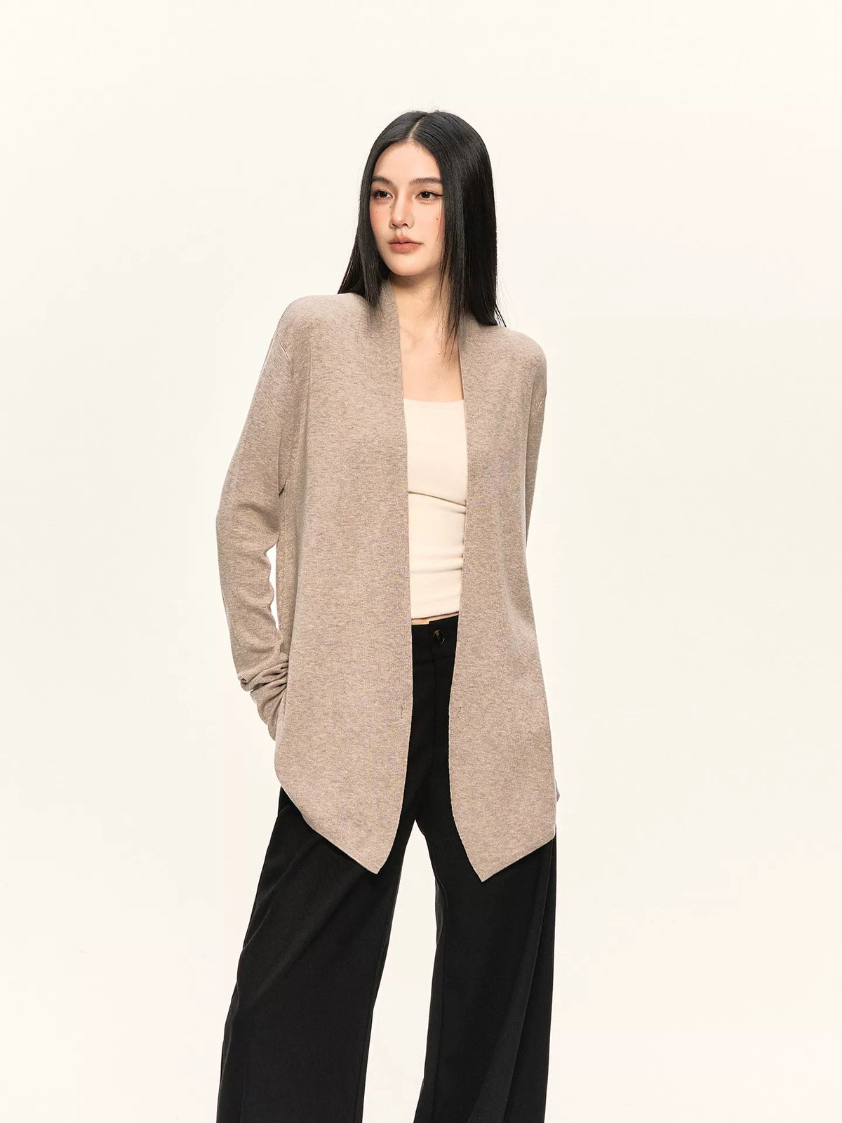 Women's Wool Wrap Oversized Knit Cardigan Open-Front Sweater for Office Outfits Fall Work and Weekend Spring Everyday