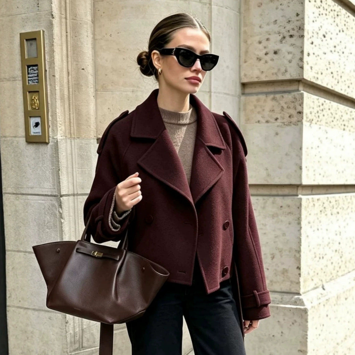 Women's Oversized Cropped Workwear Jacket Casual Coat Casual Everyday Wear Womenswear