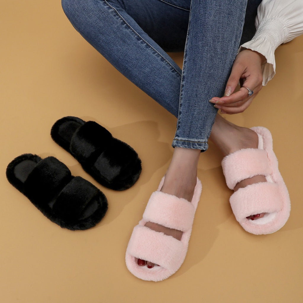 Women's Open Toe Fleece-lined Slippers Outdoor Mules Casual Everyday Wear Womenswear