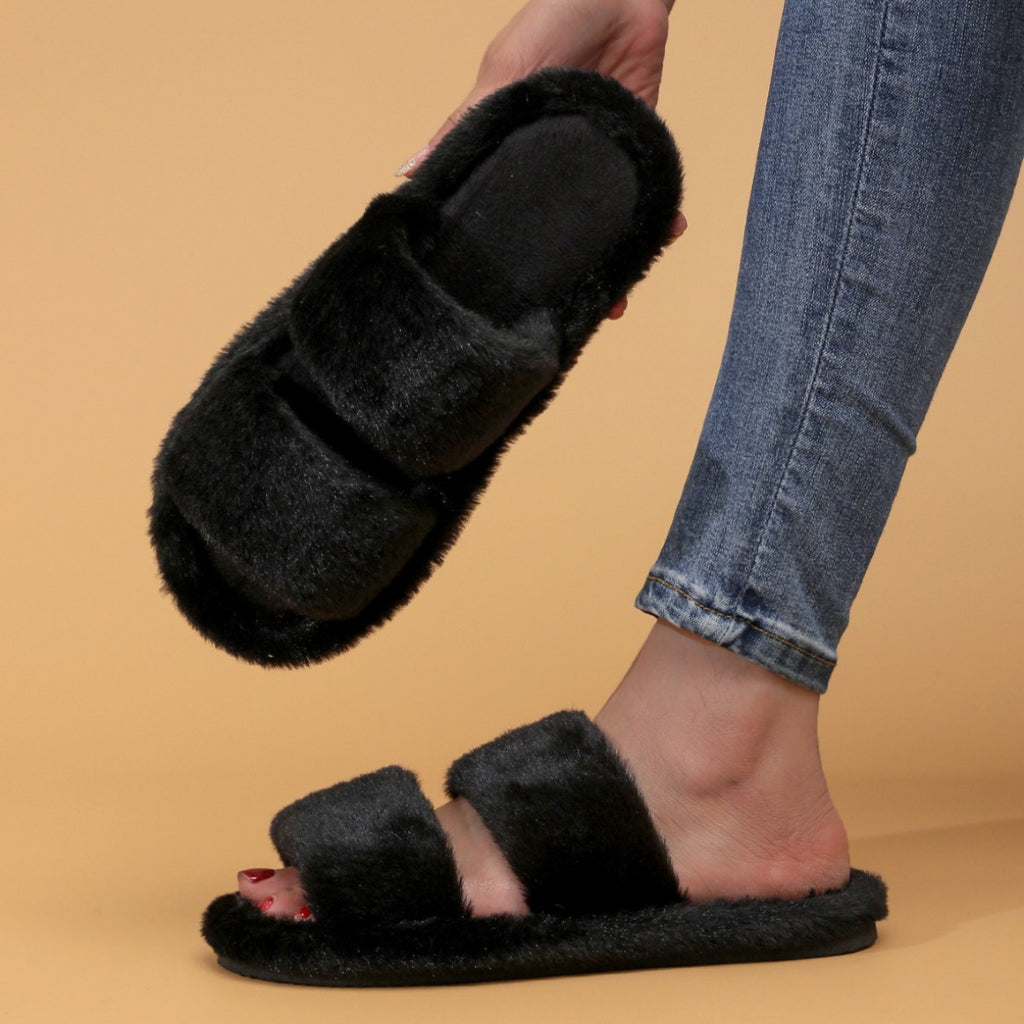 Women's Open Toe Fleece-lined Slippers Outdoor Mules Casual Everyday Wear Womenswear