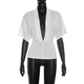 Women's Commute V-Neck Summer Office Cropped Workwear T-Shirt Casual Tee for Date Night Streetwear Everyday Wear Spring Summer Weekend