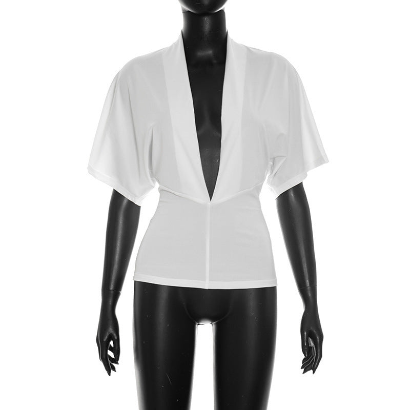 Women's Commute V-Neck Summer Office Cropped Workwear T-Shirt Casual Tee for Date Night Streetwear Everyday Wear Spring Summer Weekend