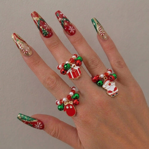 Christmas Ring Set, Santa and Jingle Bell Rings, 24-Piece Assorted Holiday Party Favor Pack, Stocking Stuffers and Gift Exchange Present for Kids and Adults