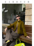 Women's Wool Cropped Winter Coat for Fall Layering Travel Office Everyday Wear Seasonal Look Holiday Date Night
