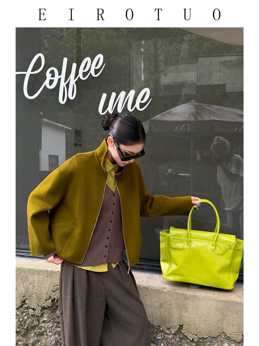 Women's Wool Cropped Winter Coat for Fall Layering Travel Office Everyday Wear Seasonal Look Holiday Date Night