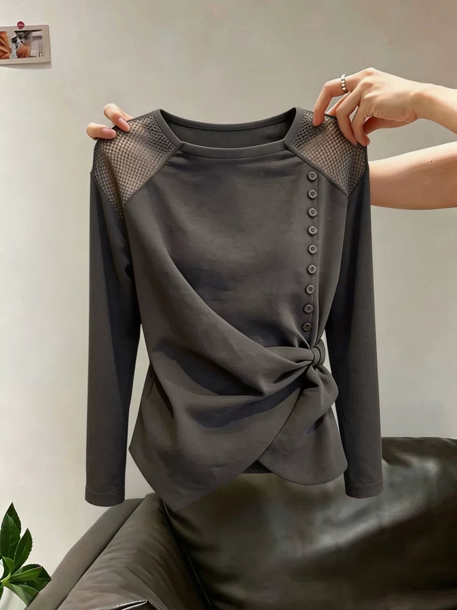 Women's Breathable Mesh Slim-fit Long Sleeve T-shirt Casual Tee for Date Night Streetwear Everyday Wear Slimming Summer Weekend