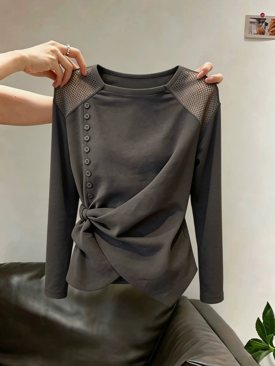Women's Breathable Mesh Slim-fit Long Sleeve T-shirt Casual Tee for Date Night Streetwear Everyday Wear Slimming Summer Weekend