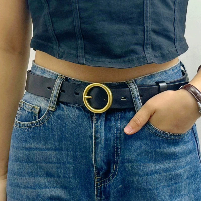 Women's Pin Buckle Leather Retro Waist Belt for Date Night Gift Party Versatile Designer Office Everyday
