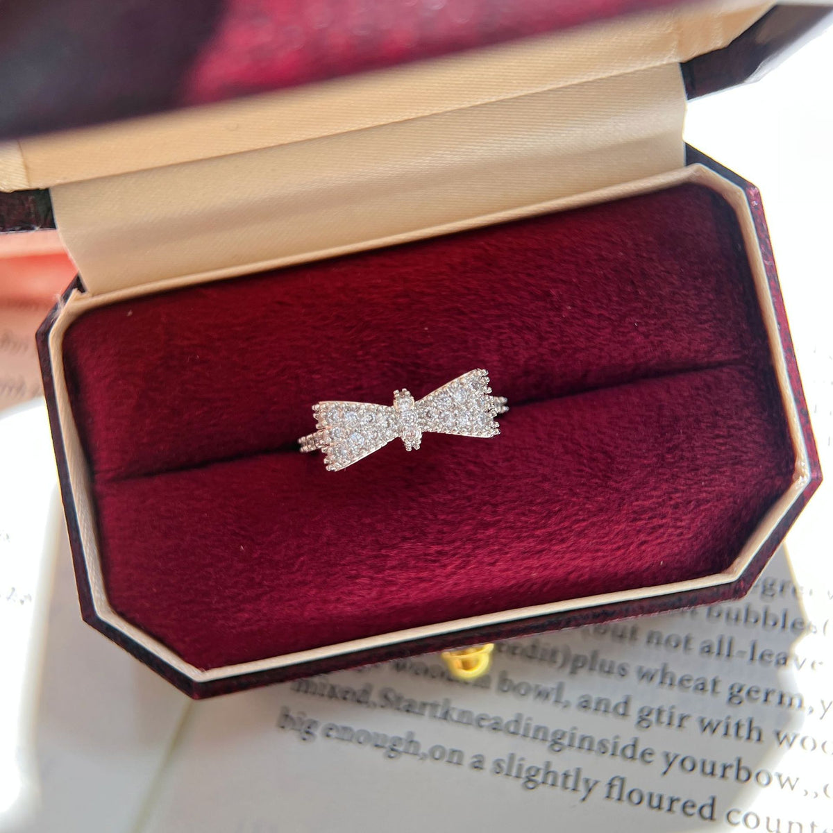 (White Gold) cubic zirconia bow jewelry set by Yoshan
