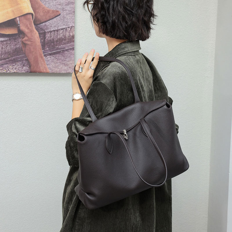 Women's Minimalist Commute Office Leather Workwear Tote Bag Shoulder Crossbody Purse Premium Versatile Work and Travel
