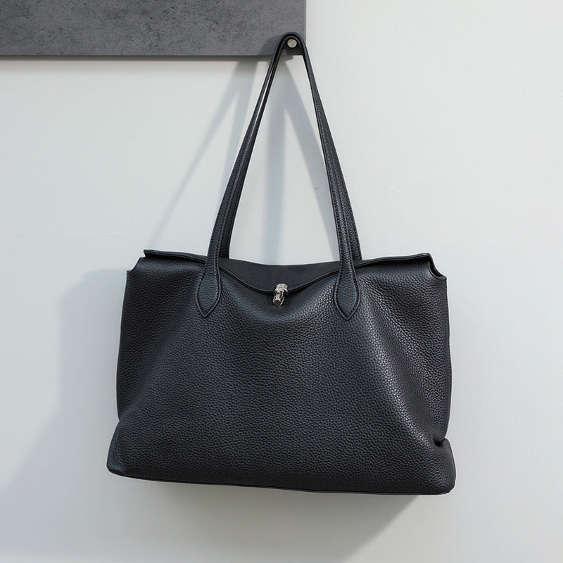 Women's Minimalist Commute Office Leather Workwear Tote Bag Shoulder Crossbody Purse Premium Versatile Work and Travel