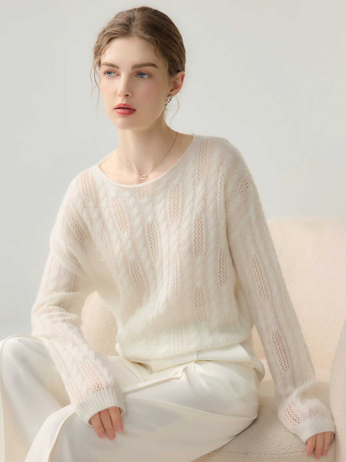 Women's Fall Winter Oversized Cutout Relaxed Sweater Knit Pullover Top for Casual Outfits Spring Travel Office Everyday