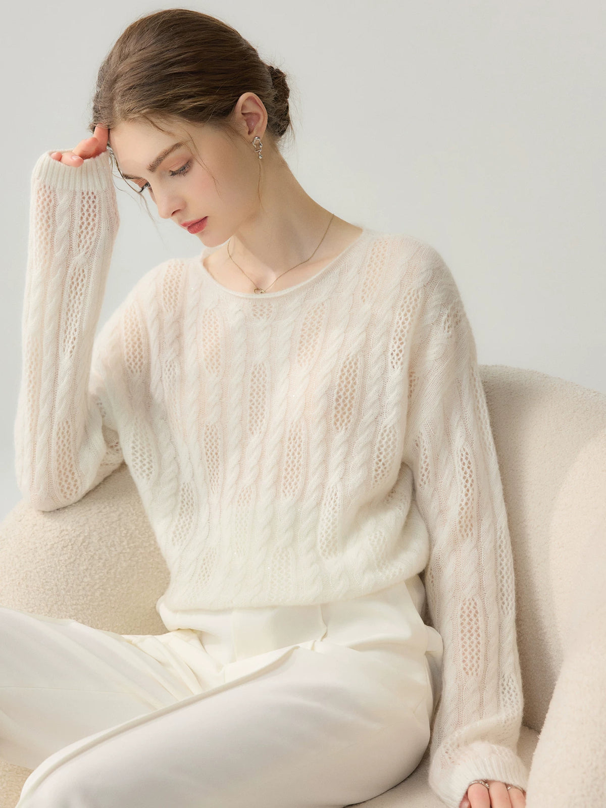 Women's Fall Winter Oversized Cutout Relaxed Sweater Knit Pullover Top for Casual Outfits Spring Travel Office Everyday