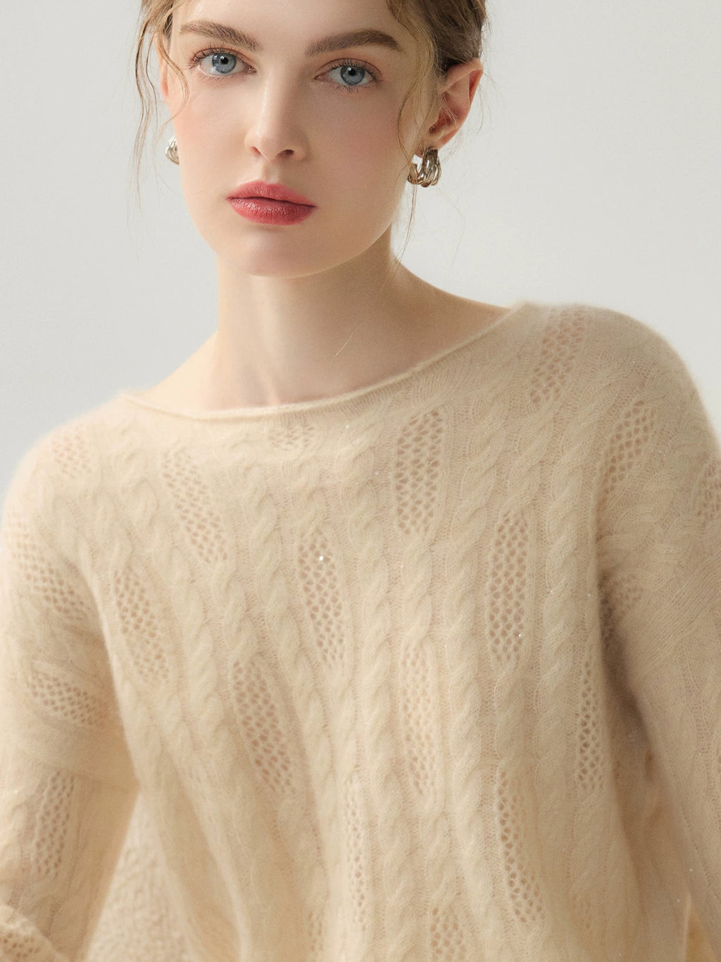 Women's Fall Winter Oversized Cutout Relaxed Sweater Knit Pullover Top for Casual Outfits Spring Travel Office Everyday