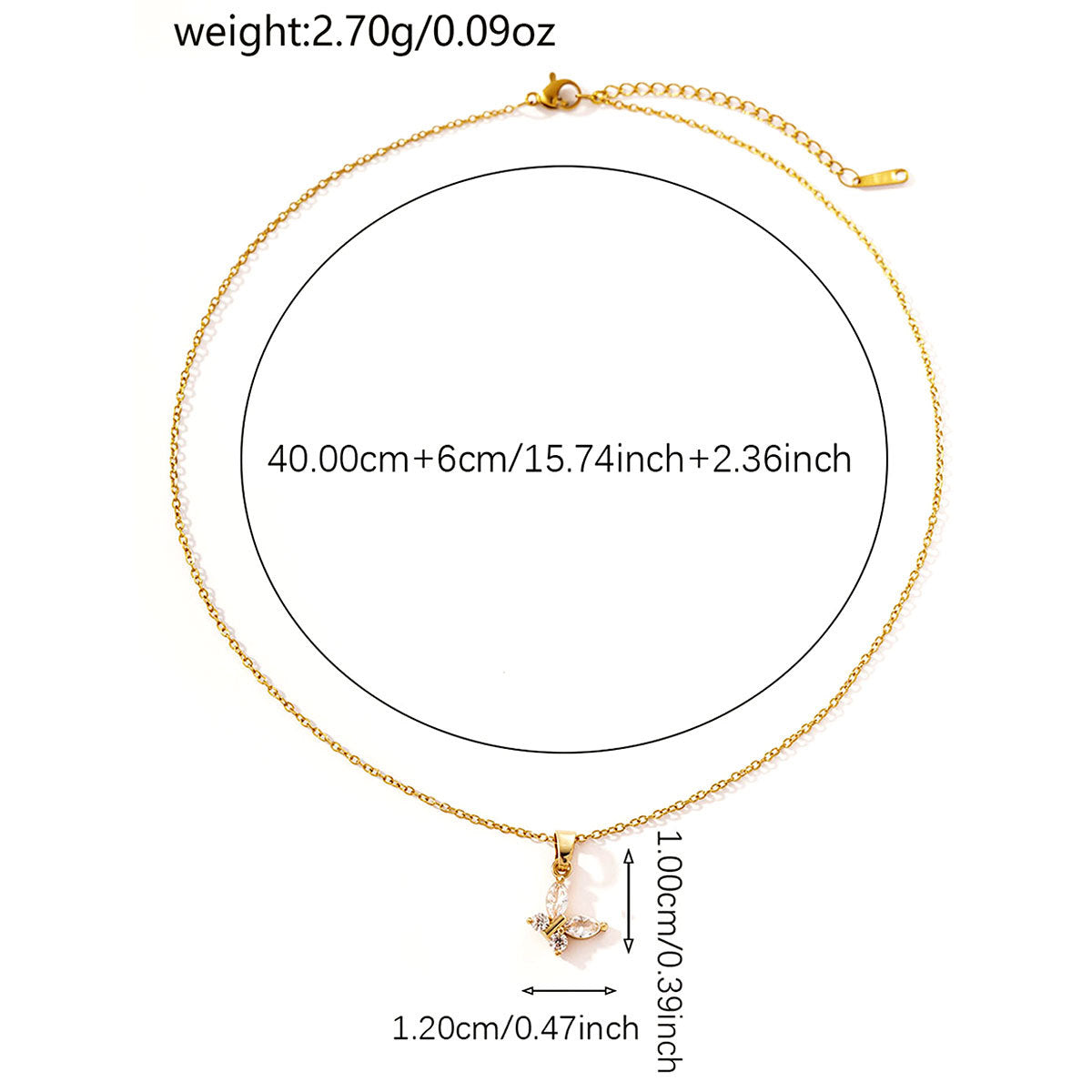 Cubic zirconia pendant necklace by Yoshan, detail view 5