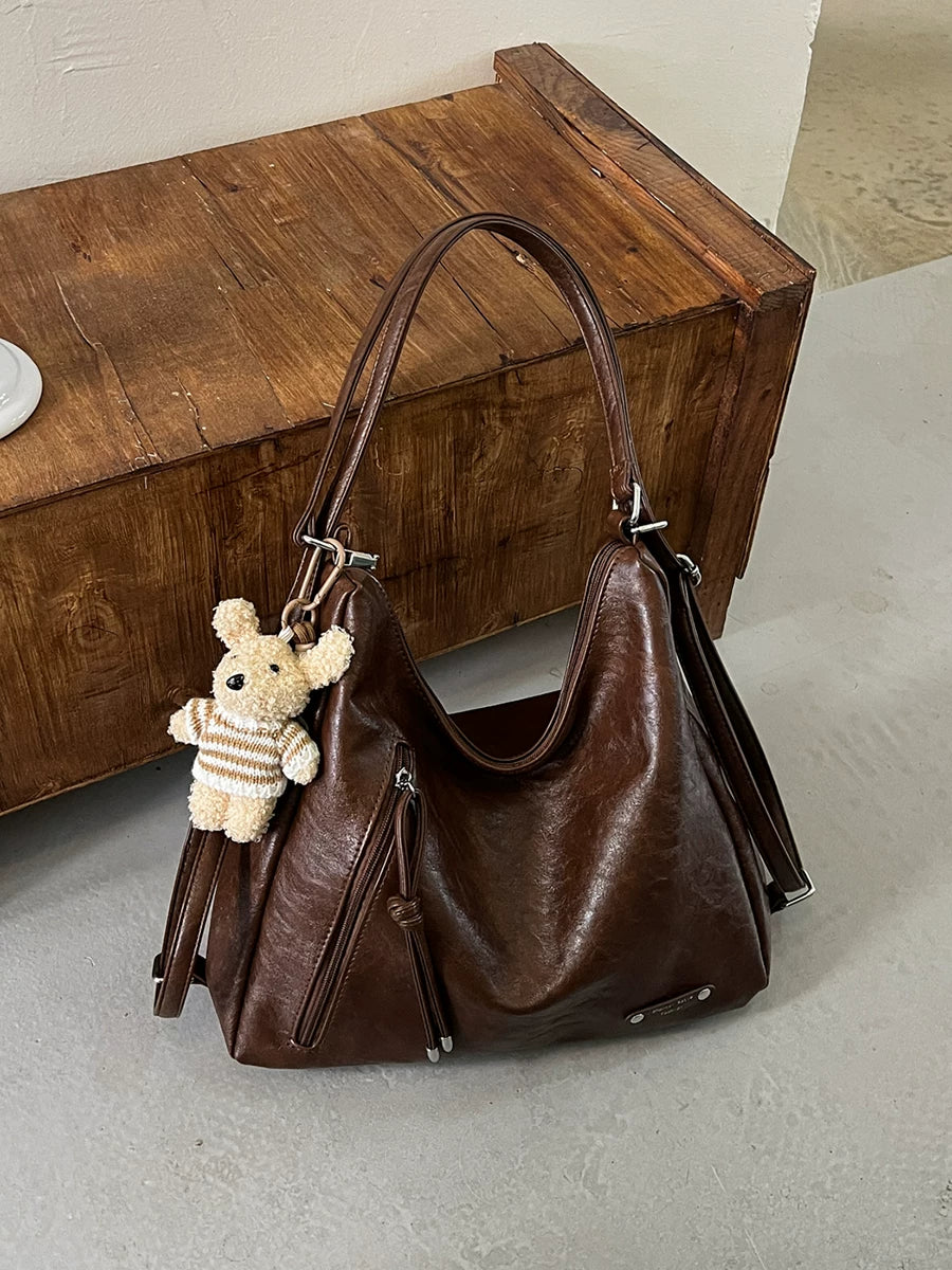 Women's Waxed Fall Winter Office Workwear Retro Tote Bag Shoulder Crossbody Purse Work Travel Everyday Purse