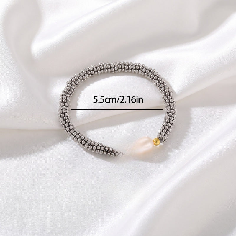 Pearl cuff bracelet by Yoshan, detail view 2