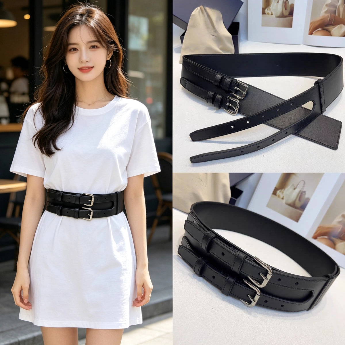 Women's Minimalist Waist-defining Leather Slim-fit Everyday Jeans Belt for Date Night Gift Party Slimming Premium Office Vacation