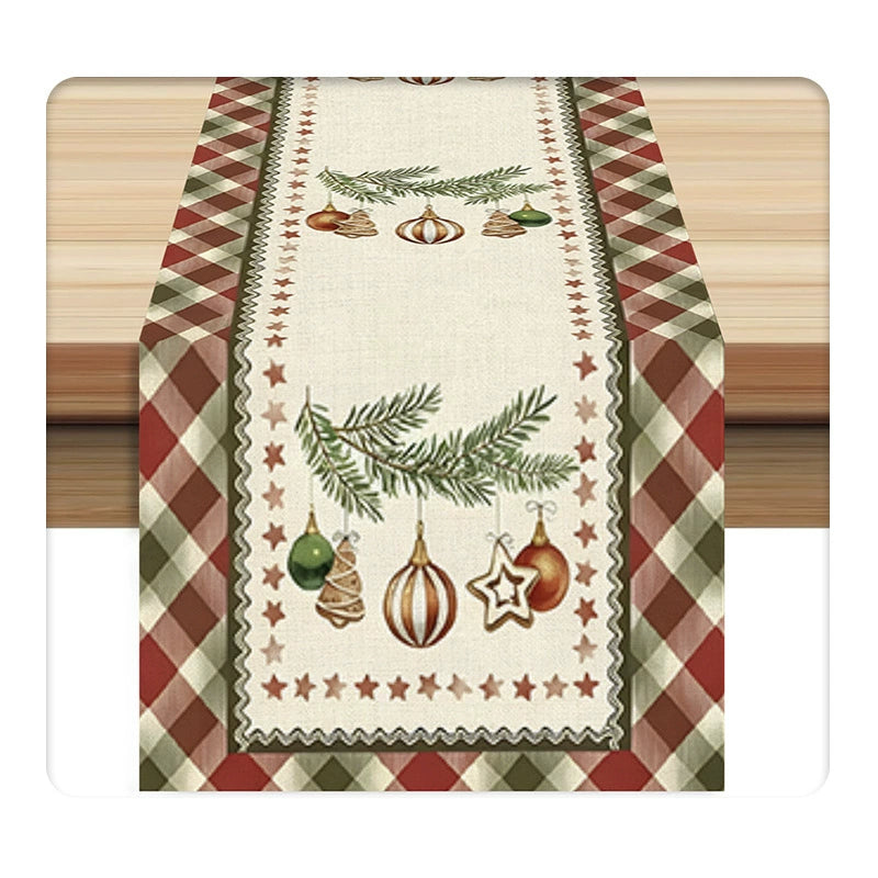 Christmas Bauble Print Table Runner, Festive Holiday Table Cloth for Dining Party and Home Decor