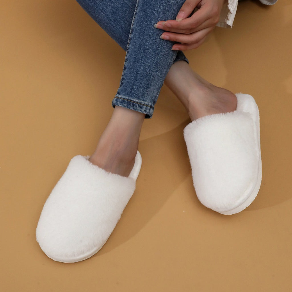 Women's Plush Closed Toe Fleece-lined Outdoor Slippers Outdoor Mules