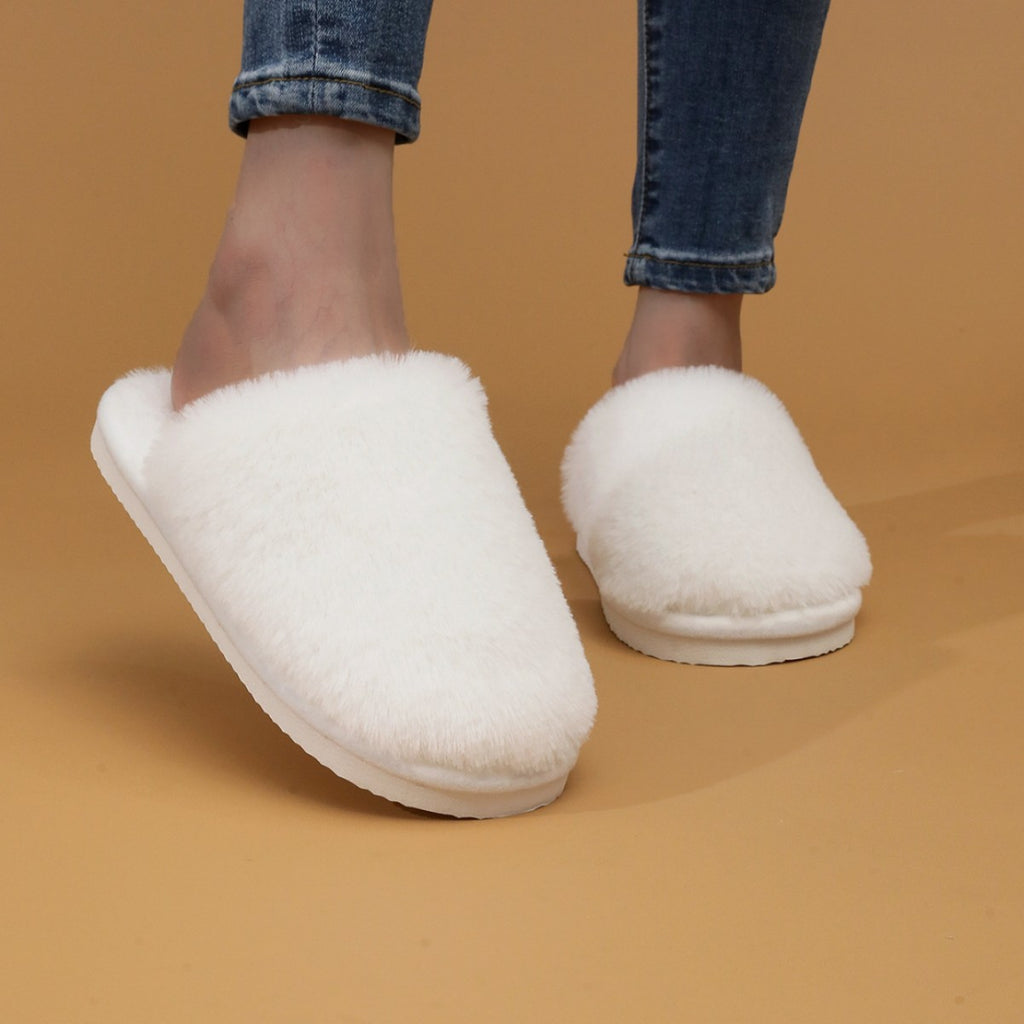 Women's Plush Closed Toe Fleece-lined Outdoor Slippers Outdoor Mules
