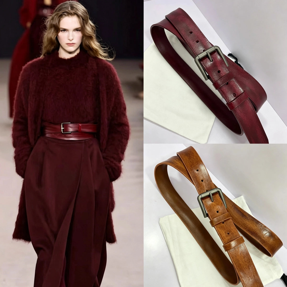 Women's Pin Buckle Knit Oxidized Leather Retro Waist Belt for Date Night Gift Party Designer Office Everyday
