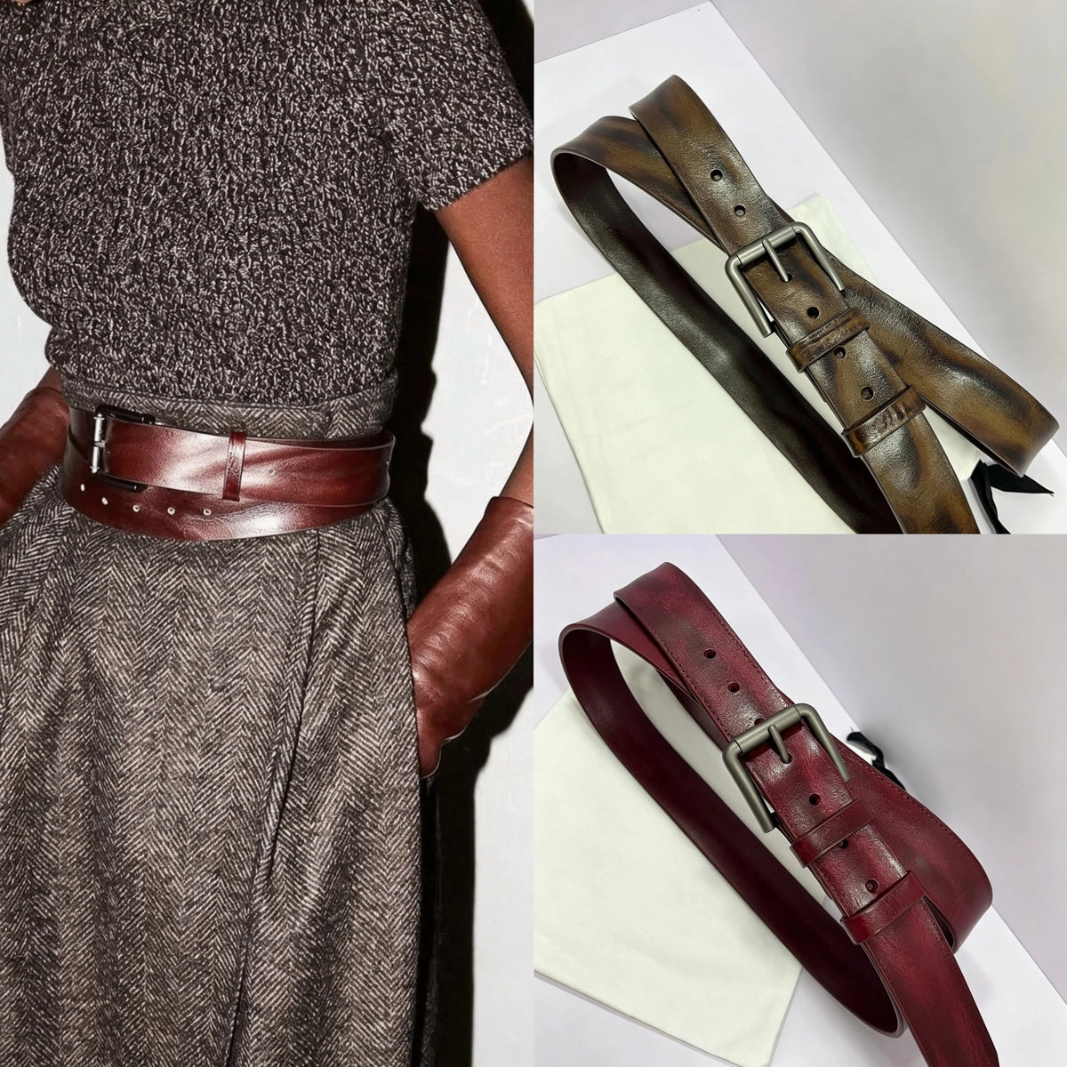 Women's Pin Buckle Knit Oxidized Leather Retro Waist Belt for Date Night Gift Party Designer Office Everyday
