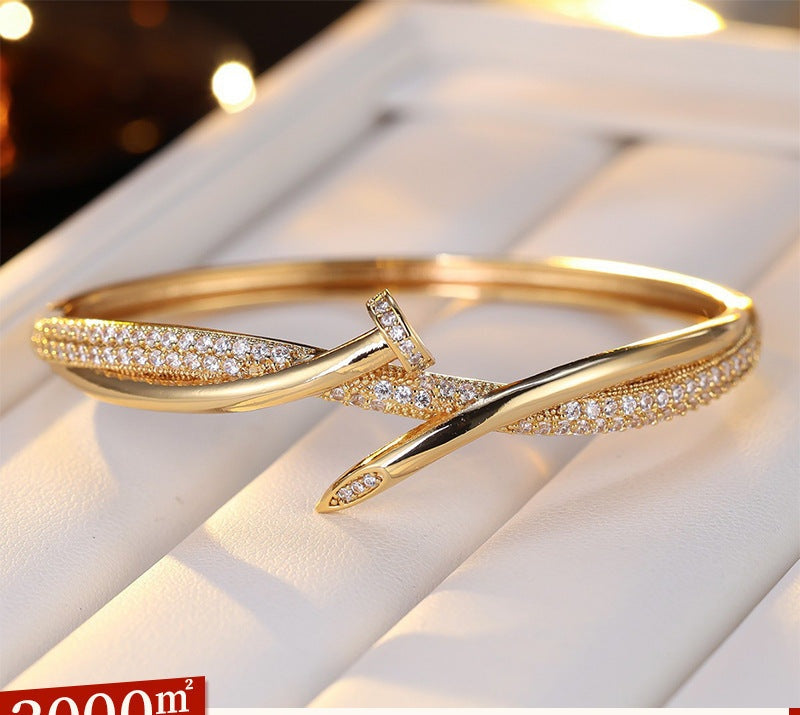 Cubic zirconia cuff bracelet by Yoshan, detail view 24