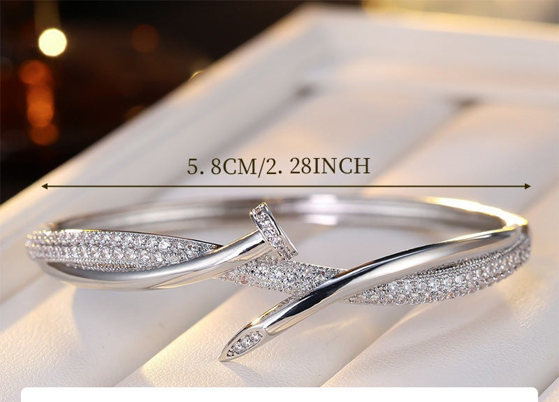 Cubic zirconia cuff bracelet by Yoshan, detail view 25