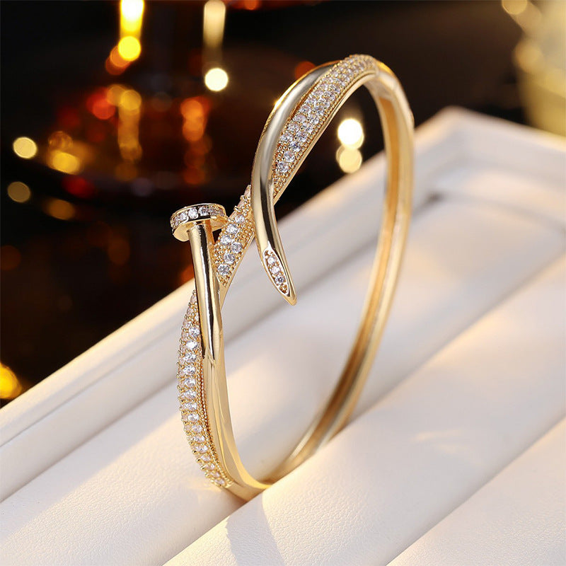 Cubic zirconia cuff bracelet by Yoshan, detail view 26