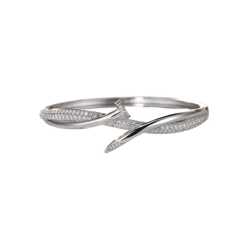 Cubic zirconia cuff bracelet by Yoshan, detail view 27
