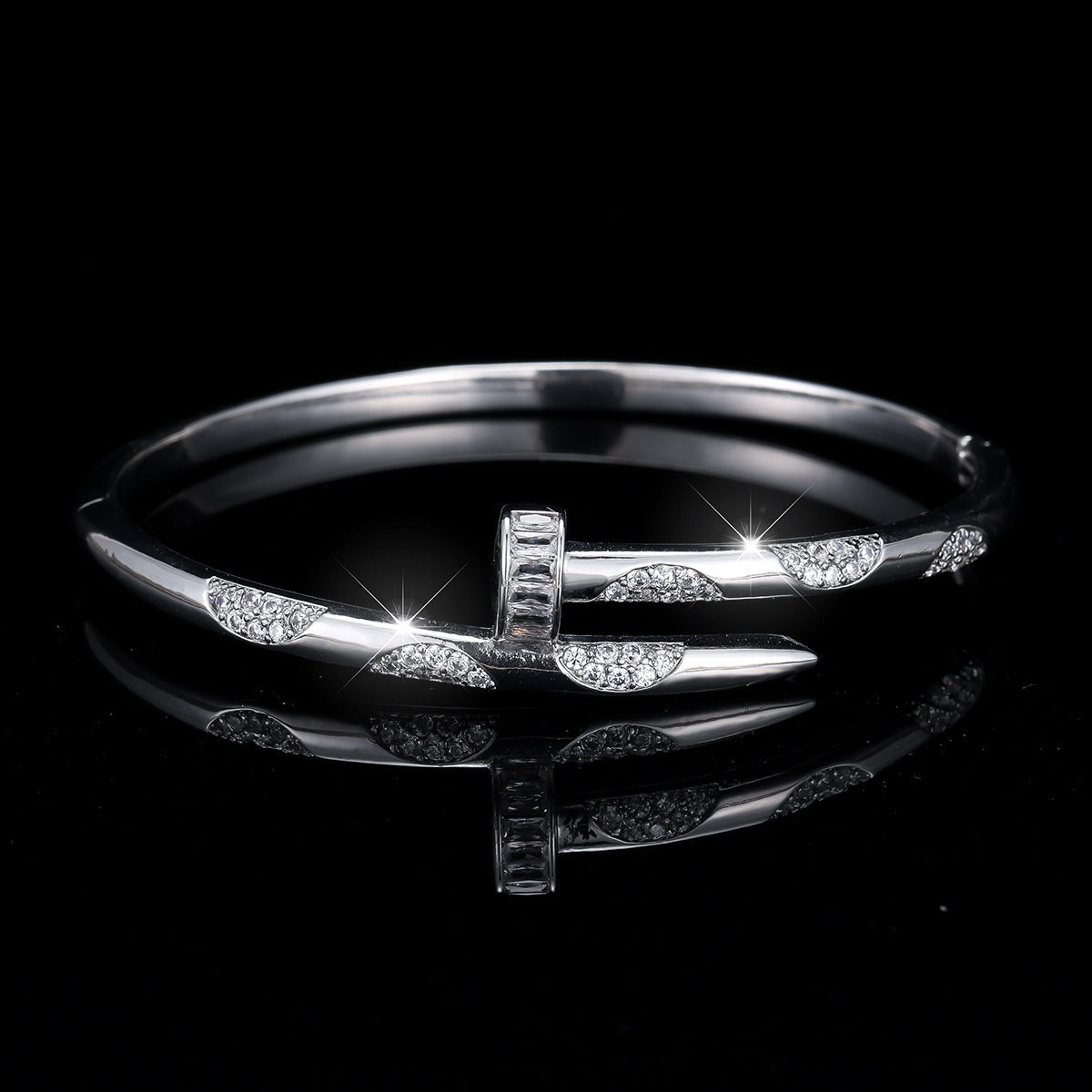 Cubic zirconia cuff bracelet by Yoshan, detail view 11