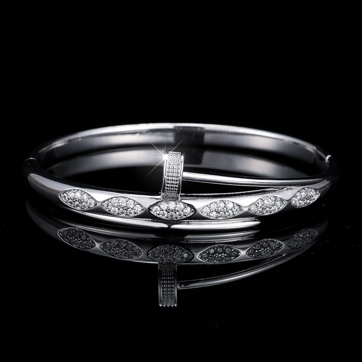 Cubic zirconia cuff bracelet by Yoshan, detail view 12