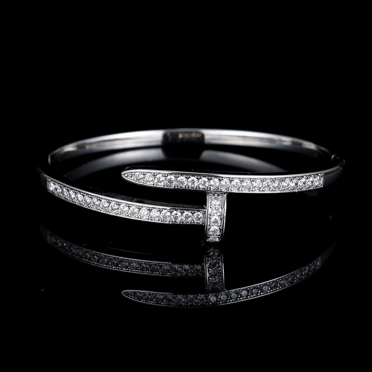 Cubic zirconia cuff bracelet by Yoshan, detail view 14