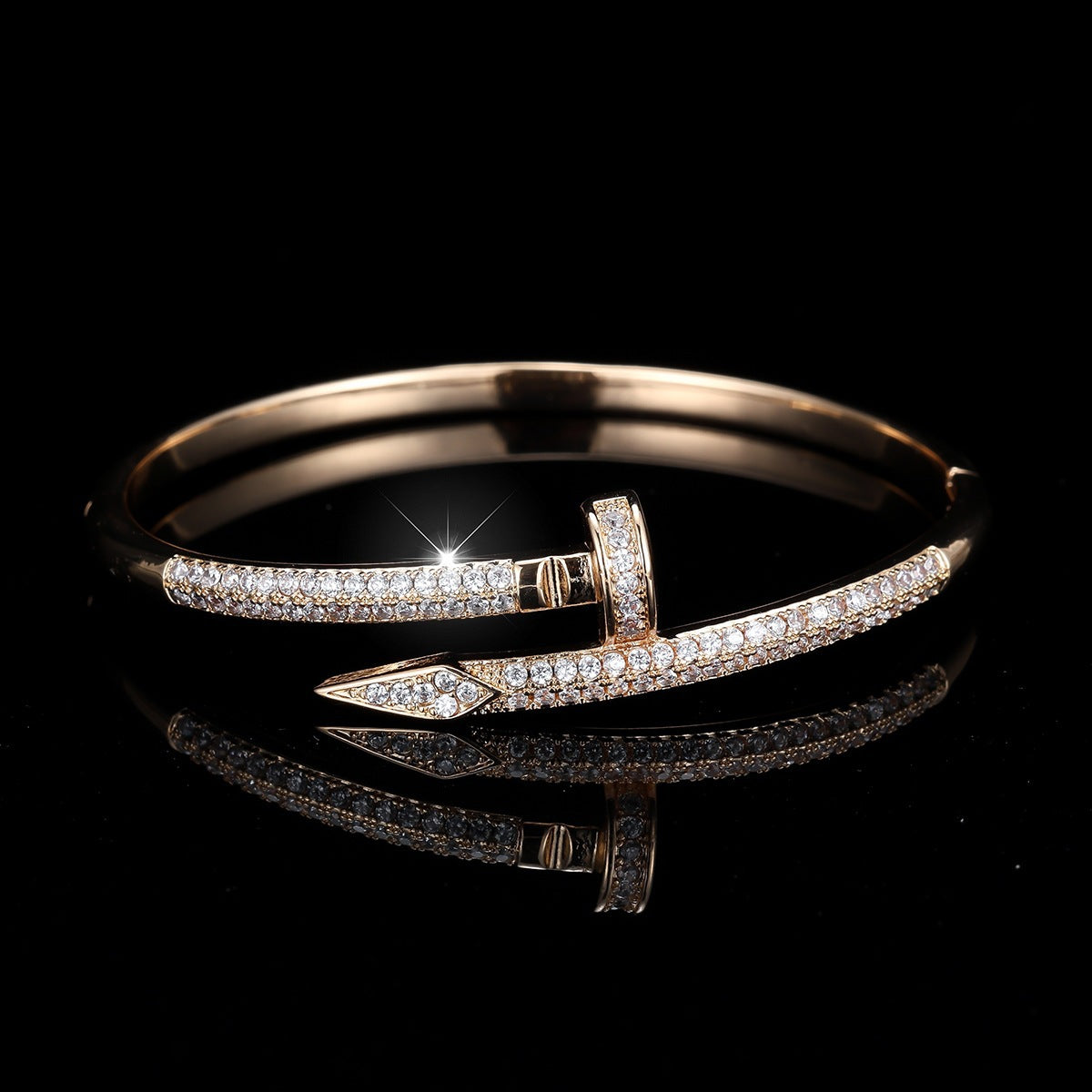 Cubic zirconia cuff bracelet by Yoshan, detail view 15