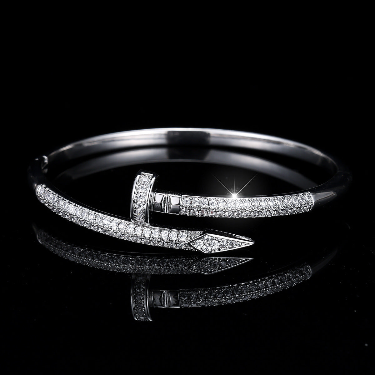 Cubic zirconia cuff bracelet by Yoshan, detail view 18