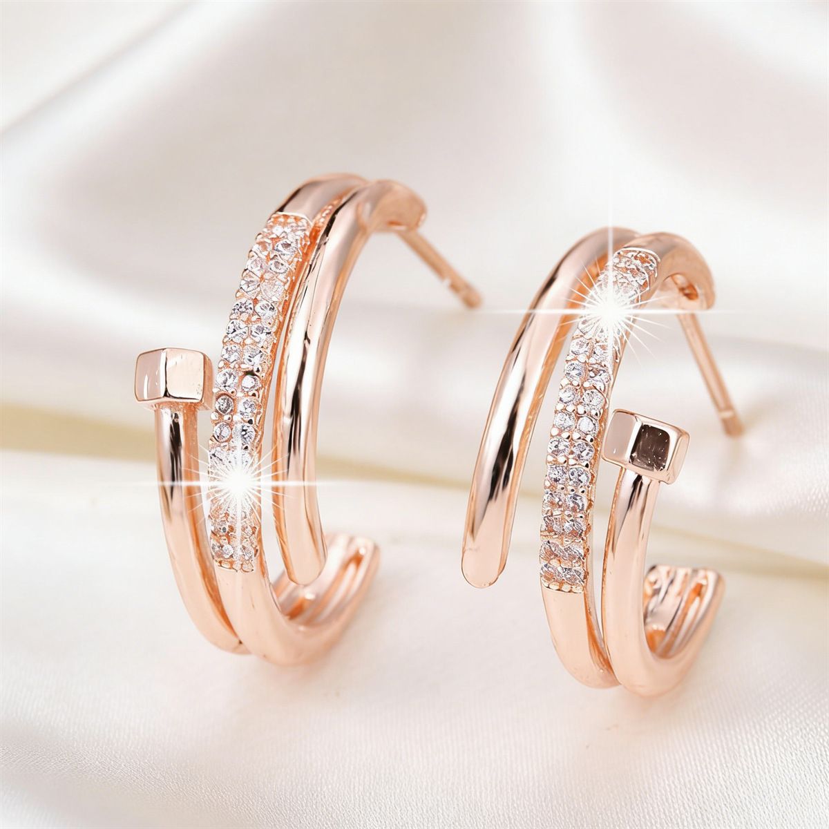 Gold cubic zirconia cuff bracelet by Yoshan, view 2