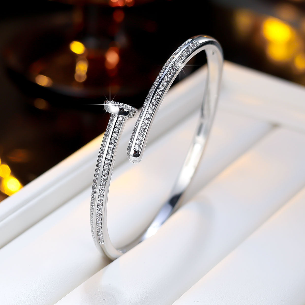 Cubic zirconia cuff bracelet by Yoshan, detail view 23