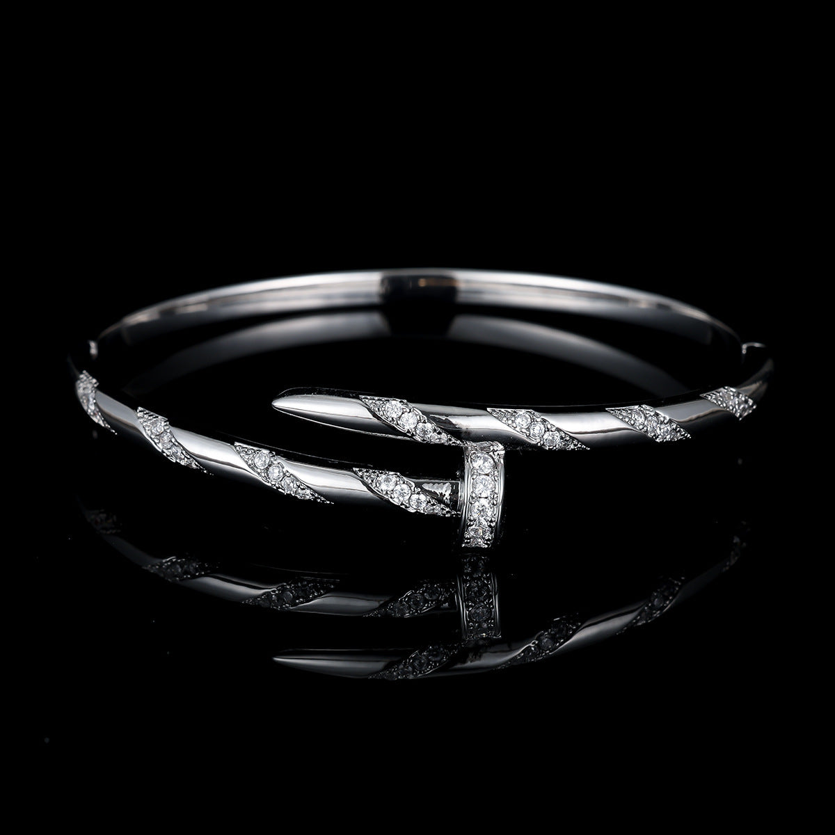 Cubic zirconia cuff bracelet by Yoshan, detail view 4