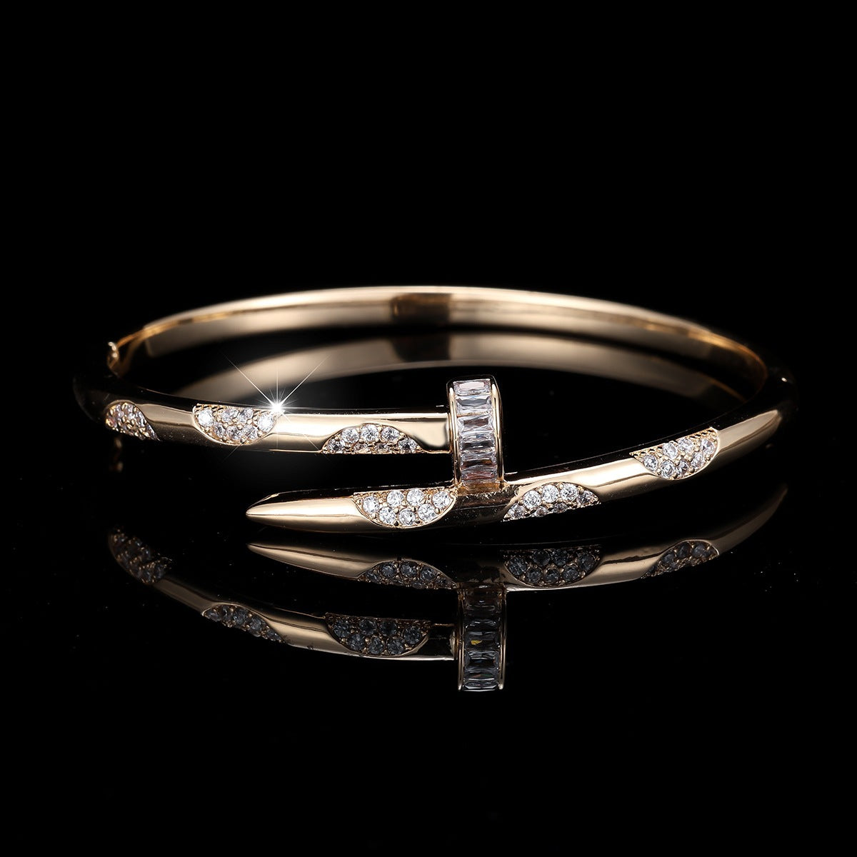 Cubic zirconia cuff bracelet by Yoshan, detail view 5