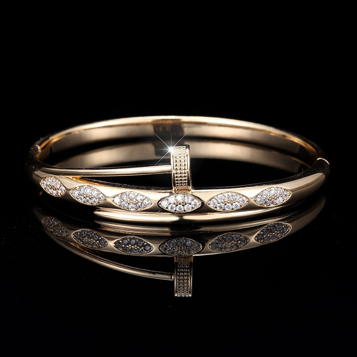 Cubic zirconia cuff bracelet by Yoshan, detail view 6